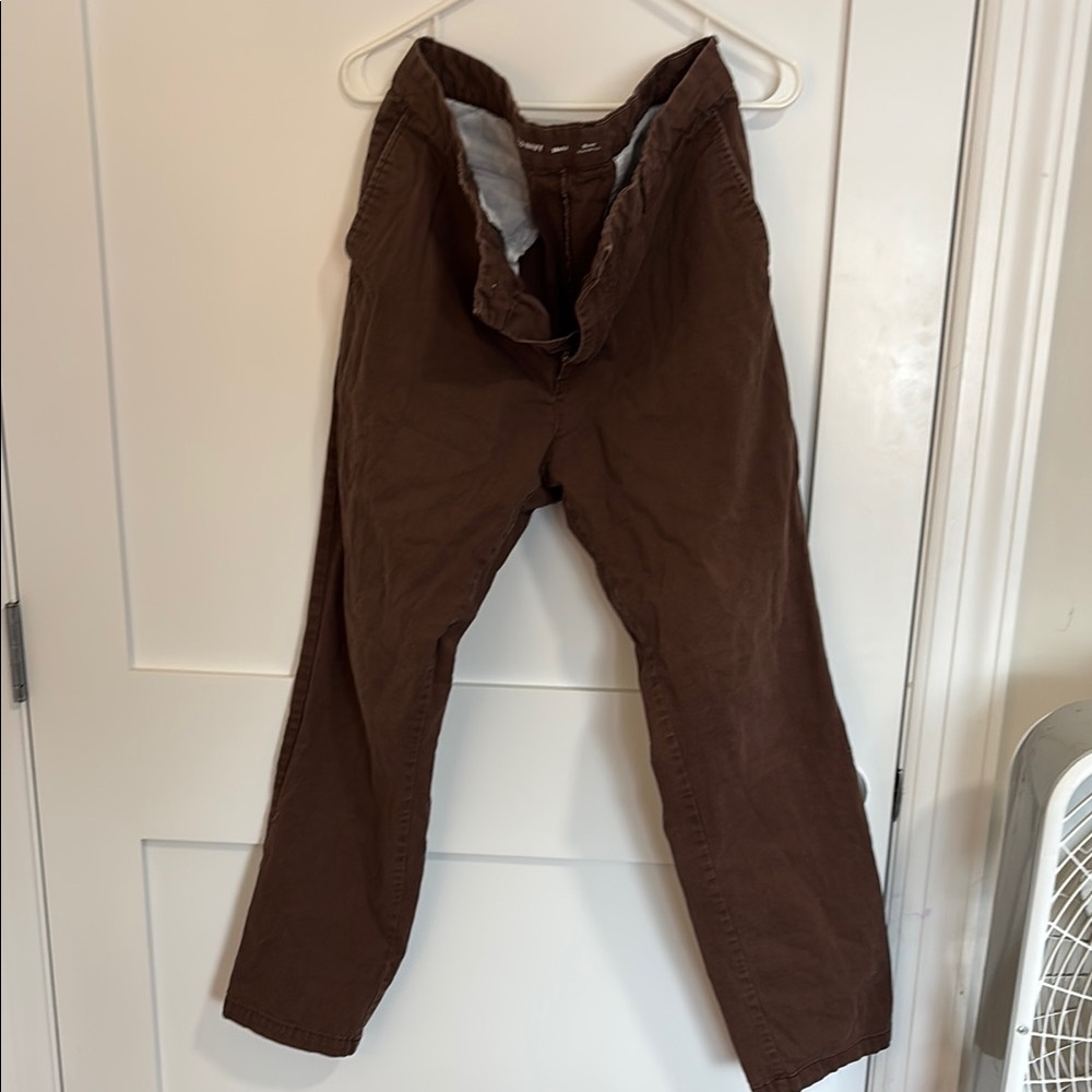 Old Navy Brown Chinos with Relaxed Fit and Textured Fabric